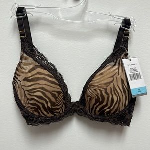 Natori original plunge bra "Feathers" in Zebra Print
